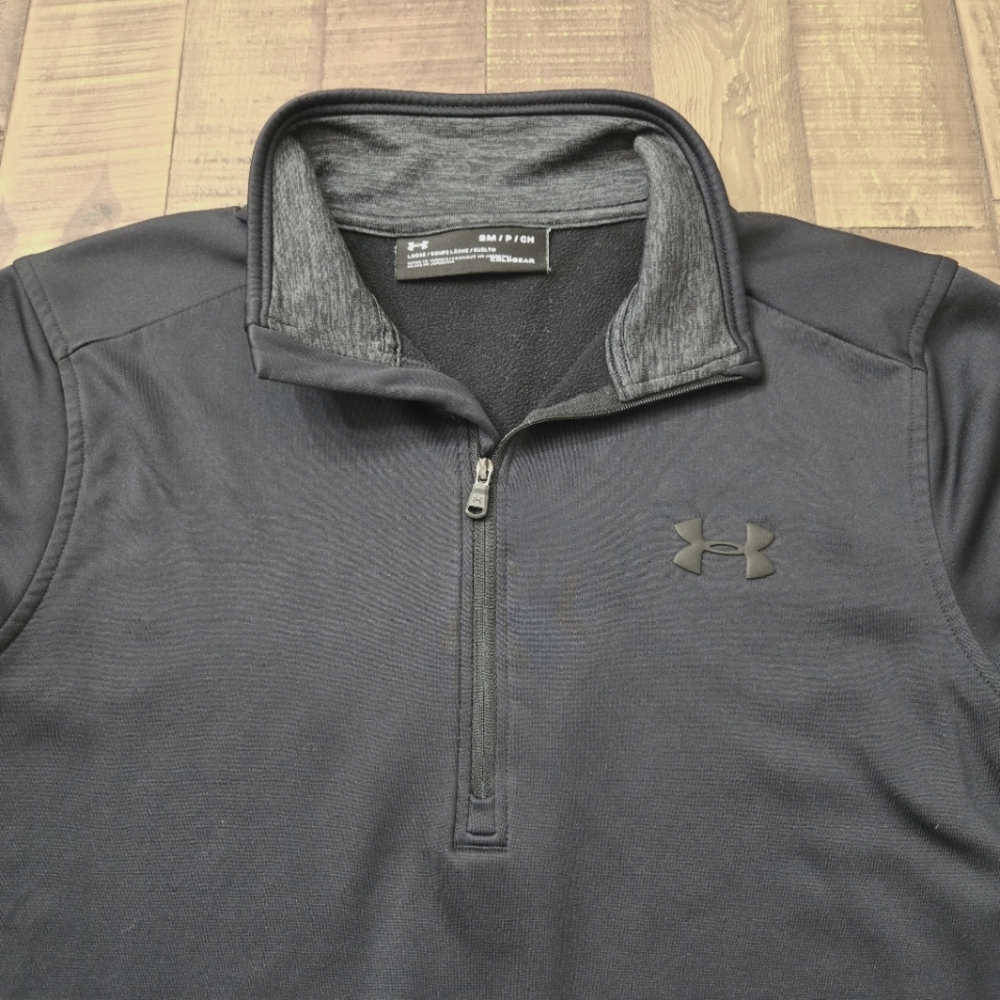 Under Amour Pullover Sweater Men Size Small Black Athleisure Stretch 1/4 Zip